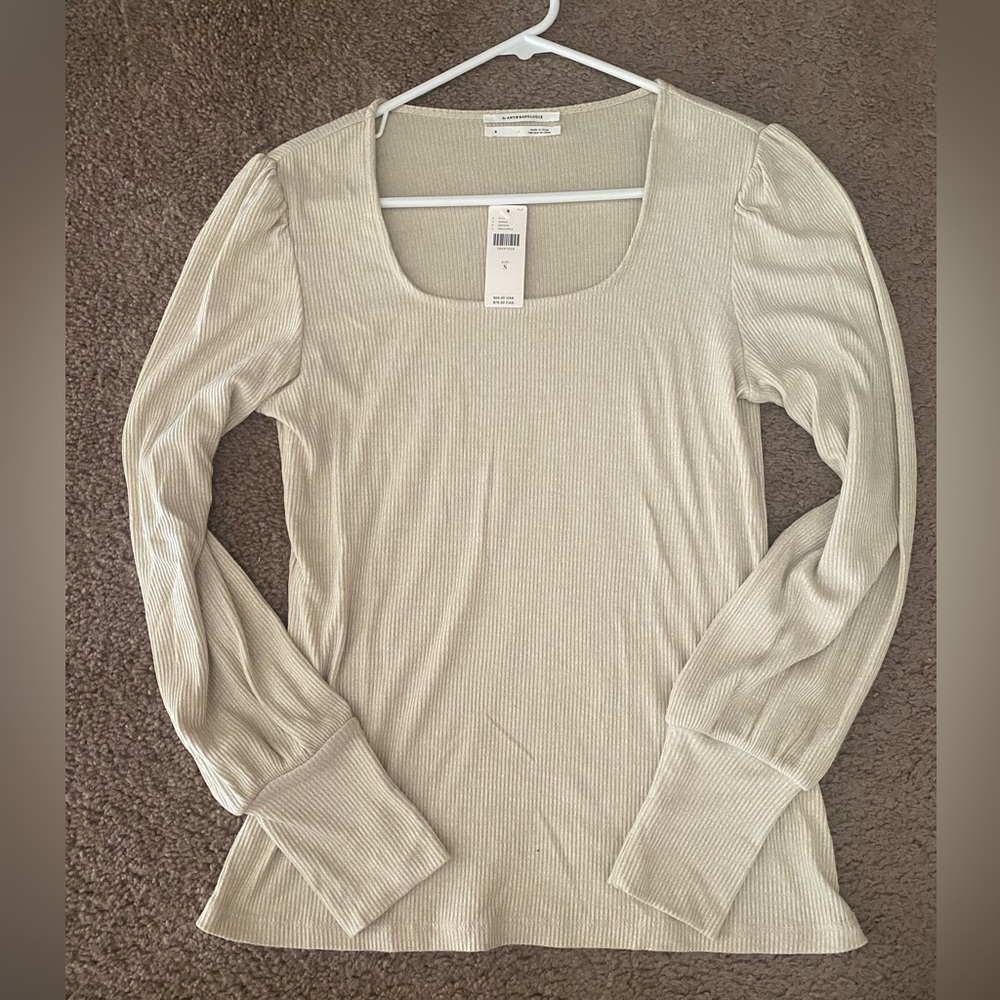 Puff Sleeve Ribbed long sleeve top